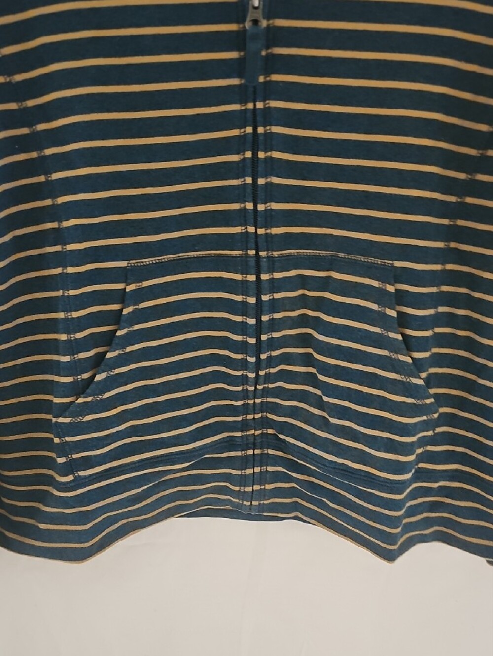 L.L. Bean Navy and Tan Striped Zip Front Jacket - Picture 3 of 4